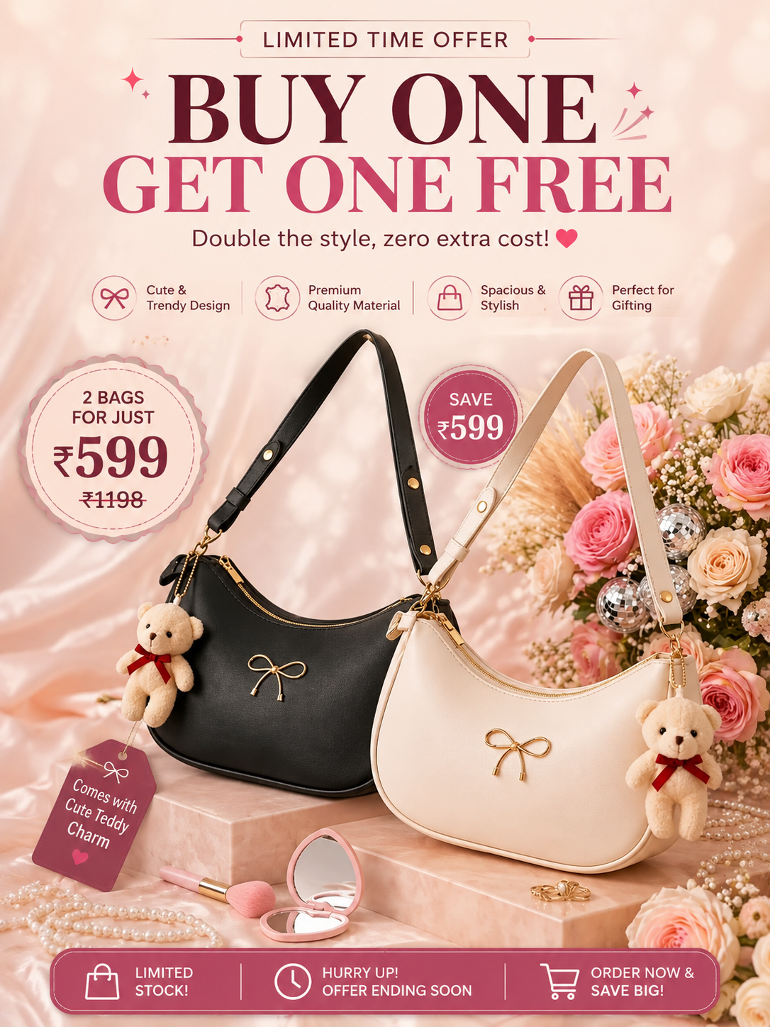 Buy 1 Get 1 Free – Stylish Sling Bags for Women 💕